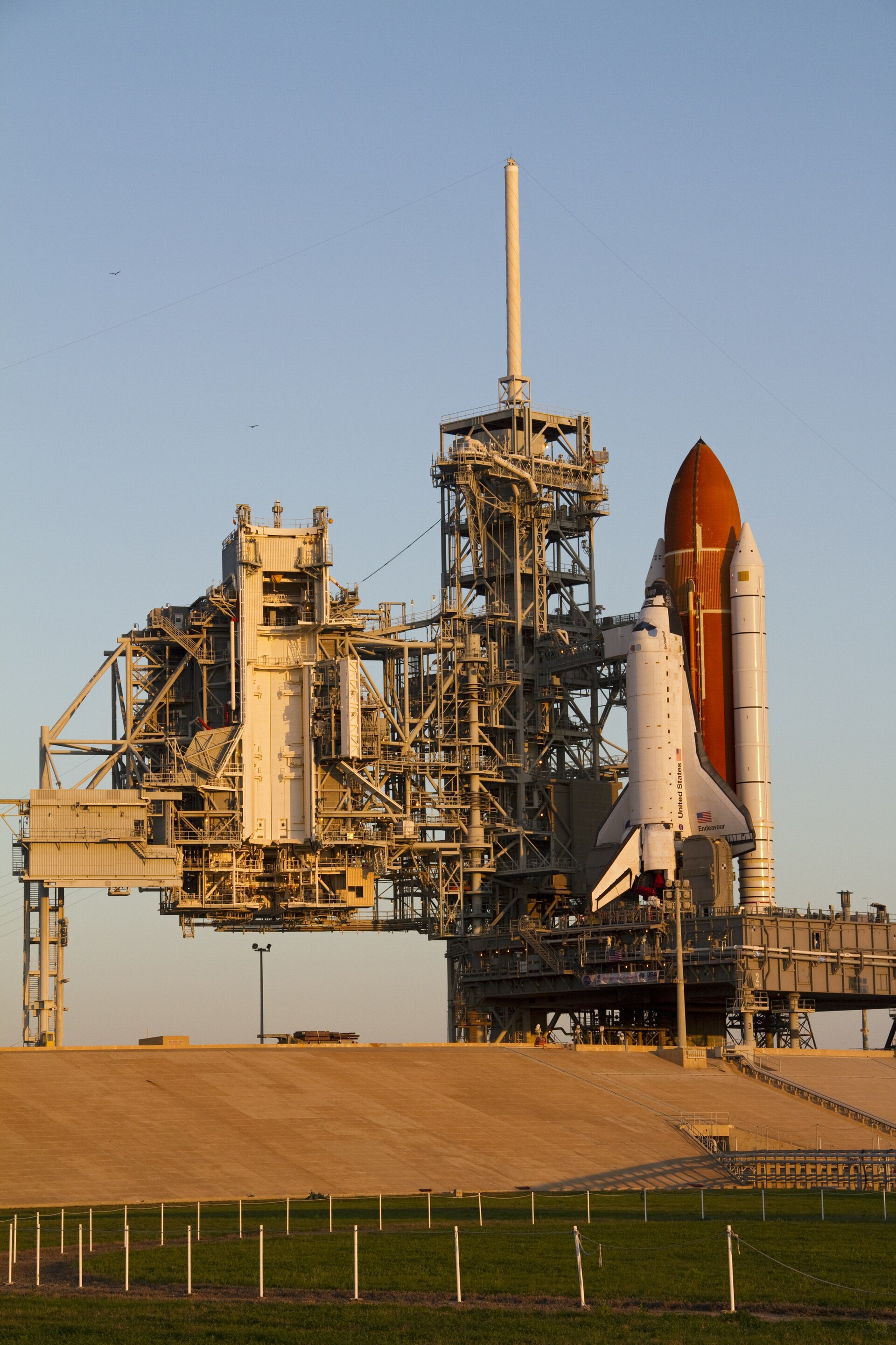 Space Shuttle Endeavour on pad 39A for STS-134