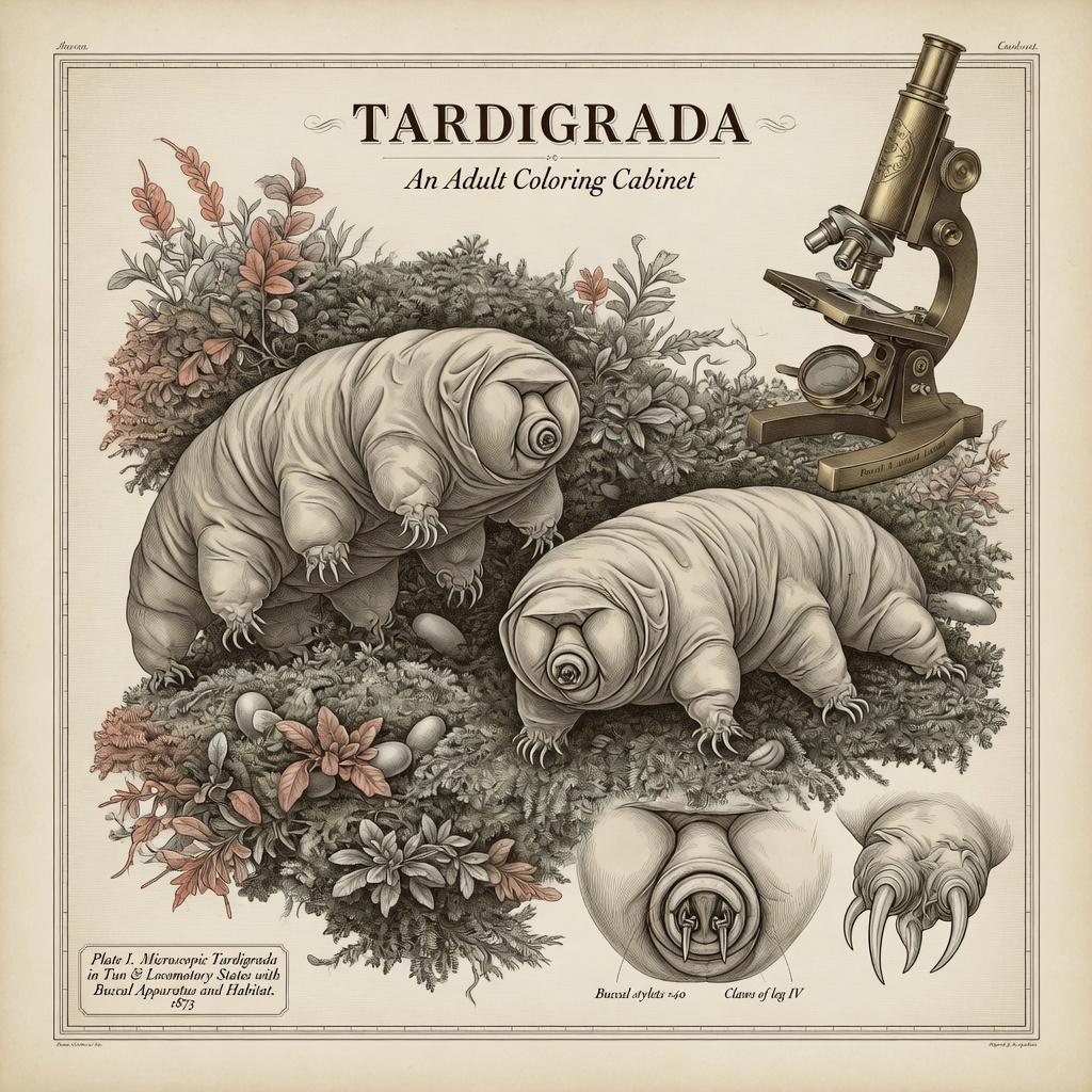 Tardigrada adult coloring cabinet cover